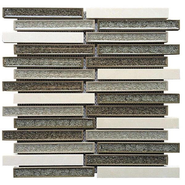 Intrend Tile 075 x 6 in Ceramic  Stone Linear Mosaic Blend Grey CT001A